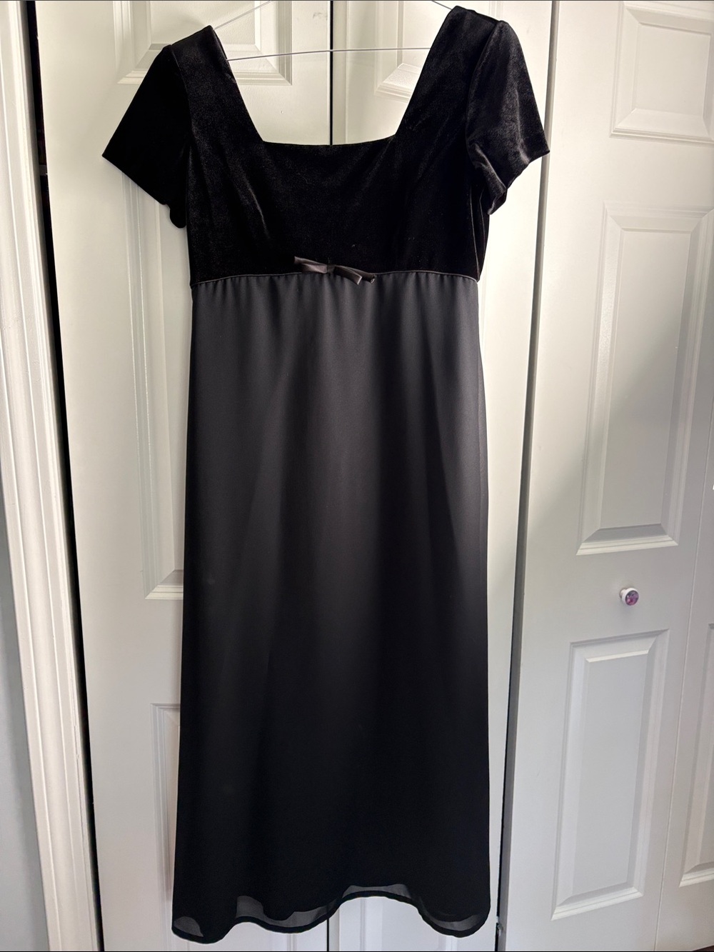 Michaelangelo Black Velvet Bodice Empire Waist Dress